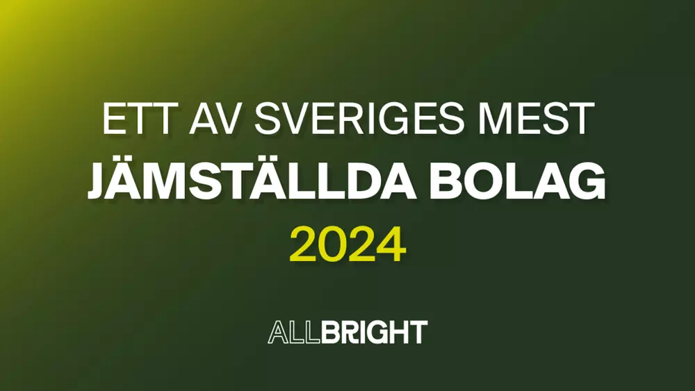 Bild med texten "Ett av Sveriges mest jämställda bolag 2024"